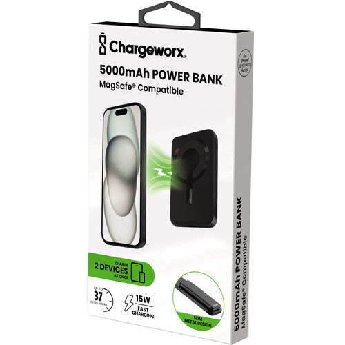 ChargeWorx Slim Metal Power Bank 5000mAh 15W MagSafe Negro
