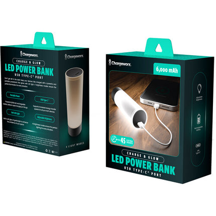 ChargeWorx Nightlight Power Bank USB-C 6000mAh Luz Ajustable 4 Niveles