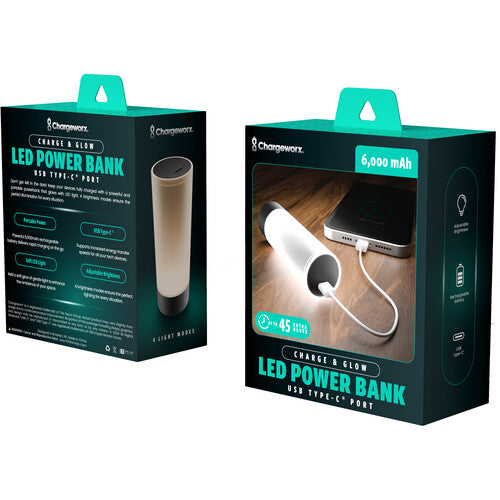 ChargeWorx Nightlight Power Bank USB-C 6000mAh Luz Ajustable 4 Niveles