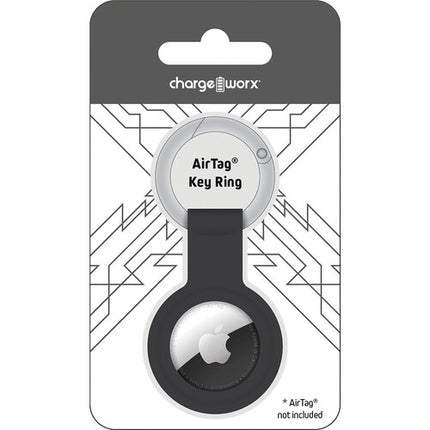 ChargeWorx Llavero Rastreador para Apple AirTag con Mosquetón Redondo Negro