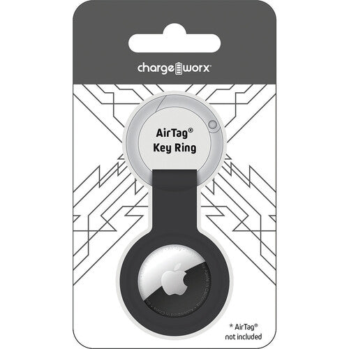 ChargeWorx Llavero Rastreador para Apple AirTag con Mosquetón Redondo Negro