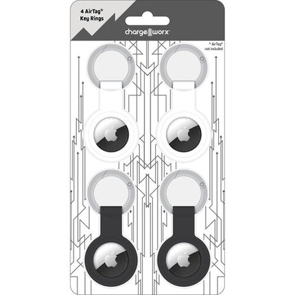 ChargeWorx Set 4 Llavero Rastreo para Apple AirTag con 2 Negro y 2 Blanco