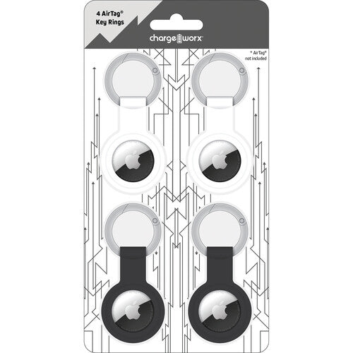 ChargeWorx Set 4 Llavero Rastreo para Apple AirTag con 2 Negro y 2 Blanco