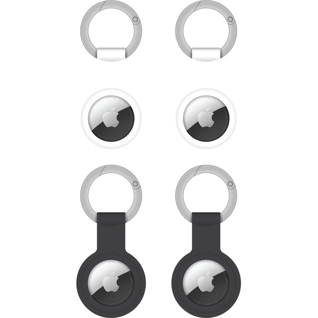 ChargeWorx Set 4 Llavero Rastreo para Apple AirTag con 2 Negro y 2 Blanco