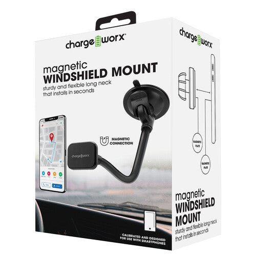 ChargeWorx Soporte Magnético para Parabrisas con Cuello Flexible 14" y Rotación 360°