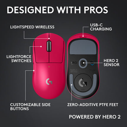 Logitech G PRO X SUPERLIGHT 2c Ratón inalámbrico gaming 44000 dpi 9500 mAh rosa