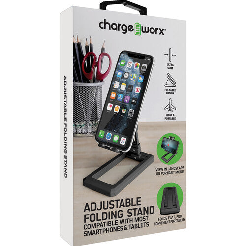 ChargeWorx Soporte Ajustable Plegable para Teléfonos y Tabletas con Giro 90° y Altura Ajustable