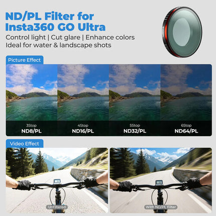 Freewell Bright Day Kit de filtros para Insta360 GO Ultra ND8-64 y polarización 4 unidades