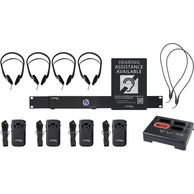 Listen Technologies LWS-04B-W1-D Sistema Wi-Fi 2 Canales 4 Receptores Dante