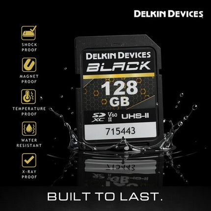 Delkin Devices 128GB BLACK UHS-II SDXC Tarjeta de Memoria 290MB/s 190MB/s con Estuche Protector