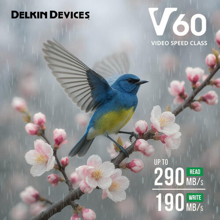 Delkin Devices 256GB Tarjeta de Memoria SDXC UHS-II V60 Clase 10 290MB/s con Estuche Protector
