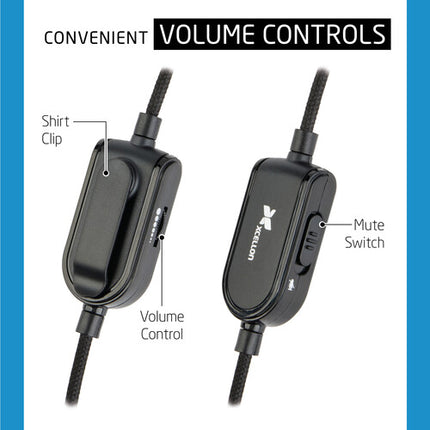 Xcellon USH-202 Auriculares On-Ear con Micrófono USB-A y USB-C Adaptador
