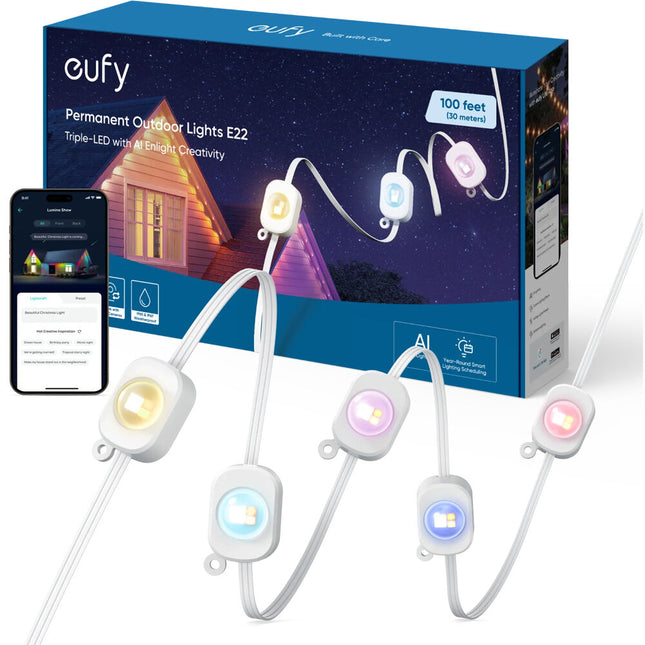 eufy Security E22 Luces Permanentes Exterior 100 pies 90 Lúmenes Diseñado para Alexa