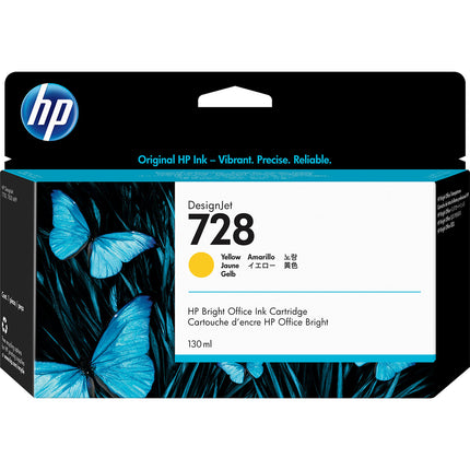 HP 728 Amarillo Cartucho de Tinta 130mL para Impresoras DesignJet T730 T830
