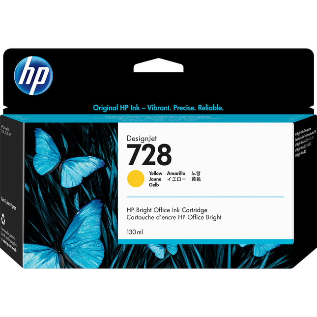 HP 728 Amarillo Cartucho de Tinta 130mL para Impresoras DesignJet T730 T830