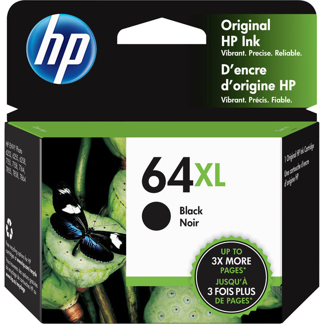 HP 64XL Cartucho de Tinta Negra Original Alto Rendimiento 415 Páginas Pigmentado