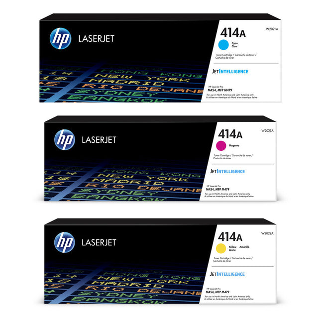 HP 414A Kit de Cartuchos de Tóner Láser Tricolor para LaserJet Pro M454 M479