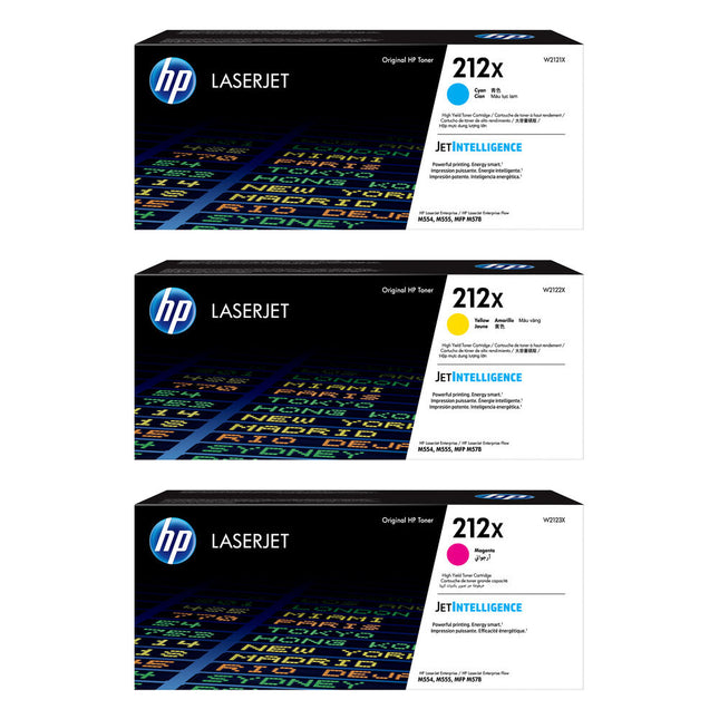 Cartuchos de tóner HP 212X 3 colores para impresoras Láser M554 M555 M578