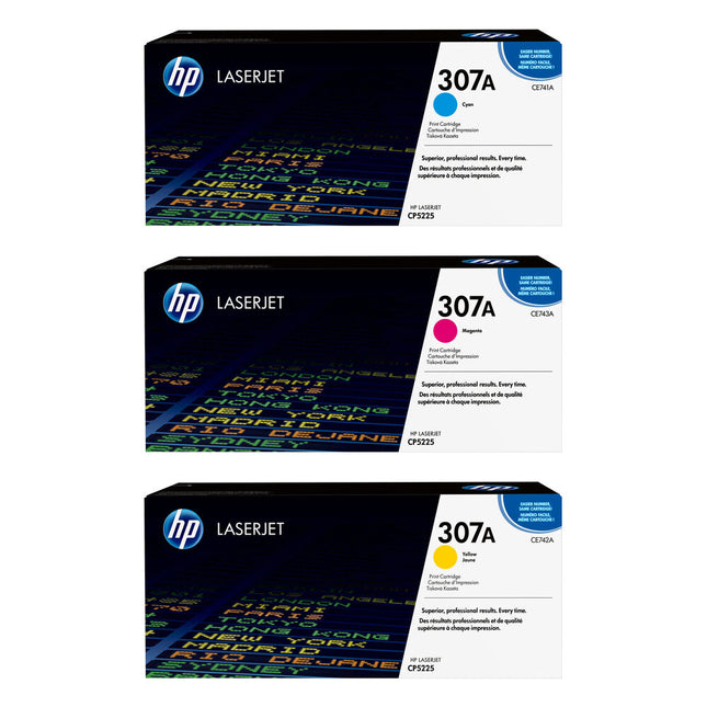 Cartucho de tóner HP 307A 3 colores para impresora Color LaserJet Professional CP5225