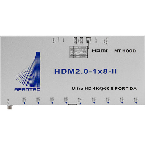 Apantac 1x2 HDMI 2.0 Amplificador y Divisor UHD 4K60 con EDID y Alcance 10 m
