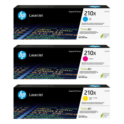 HP 210X Kit Cartuchos Tóner Láser Tricolor Alto Rendimiento para Color LaserJet Pro MFP 4301 y 4201