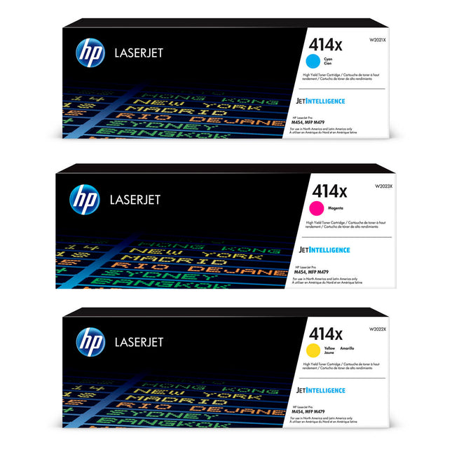 HP 414X Kit de Cartuchos de Tóner Tricolor para Impresoras LaserJet Pro M454 M479