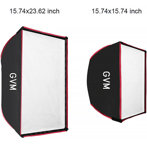GVM YF4060HST Kit Dual Softbox Cuadrado y Rectangular 15.75x15.75 y 15.75x23.6 pulgadas con Difusores y Bolsa de Transporte
