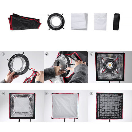 GVM YF4040H Softbox Cuadrado 40x40cm 300W con Difusores y Bolsa