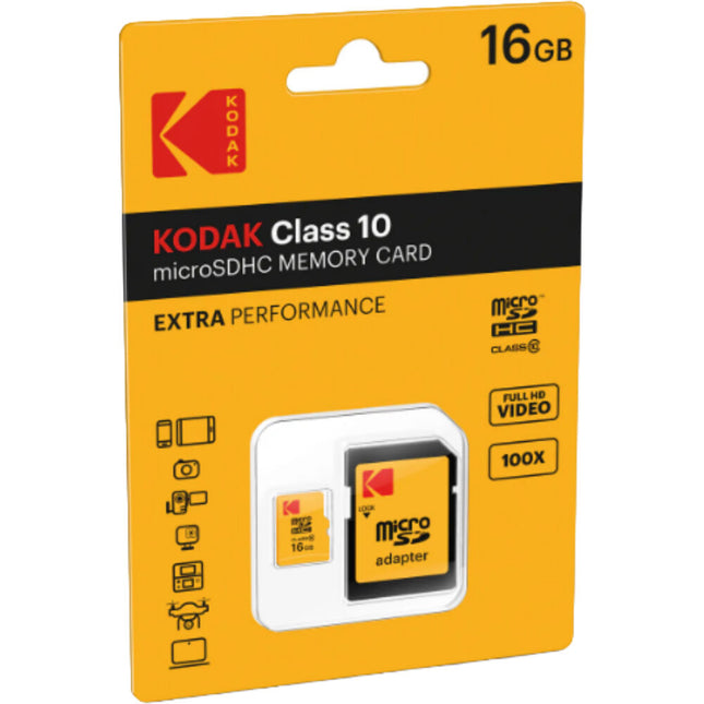 Kodak microSDHC 16GB Clase 10 Tarjeta de Memoria con Adaptador SD