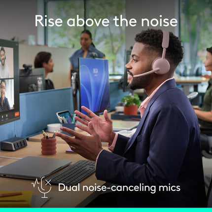 Logitech Zone Wireless 2 ES Auriculares para Negocios con ANC 20h Rosa