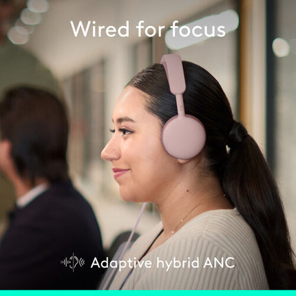 Logitech Zone Wired 2 Auriculares para Negocios 40mm Cancelación Activa Rosa