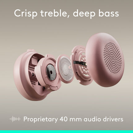 Logitech Zone Wired 2 Auriculares para Negocios 40mm Cancelación Activa Rosa