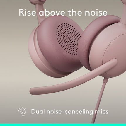 Logitech Zone Wired 2 Auriculares para Negocios 40mm Cancelación Activa Rosa