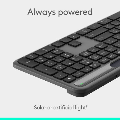 Logitech Signature Slim Solar+ Teclado inalámbrico Bluetooth LE hasta 4 meses batería Graphite