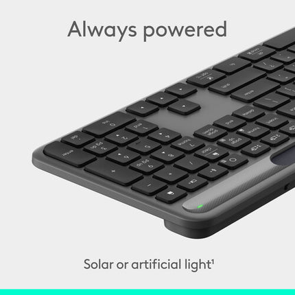 Logitech Signature Slim Solar+ Teclado inalámbrico y Ratón MX Master 4 8000 dpi Bluetooth Negro