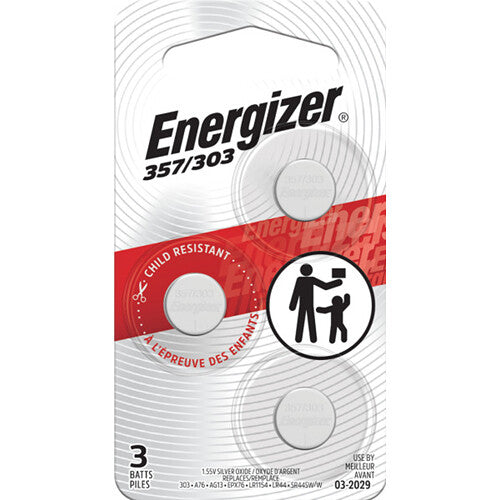 Energizer 357 Pilas de Óxido de Plata 1.5V Reemplaza 357 303 LR44 3 unidades