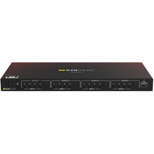 BZBGEAR 4x4 UHD 4K HDMI Matriz con 4 entradas y 4 salidas y Control Remoto