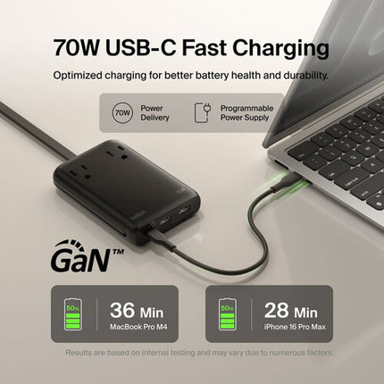 Belkin 2-Outlet Charging Station estación de carga 2 AC 3 USB 70W