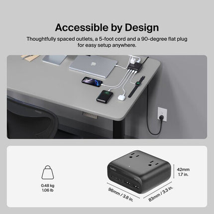 Belkin 3-Outlet Charging Station estación de carga con 3 salidas 2 USB-A 2 USB-C 70W