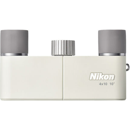 Nikon 4x10D Prismáticos de Bolsillo Blanco Marfil 10° Campo Visión 3.9' Enfoque Cercano