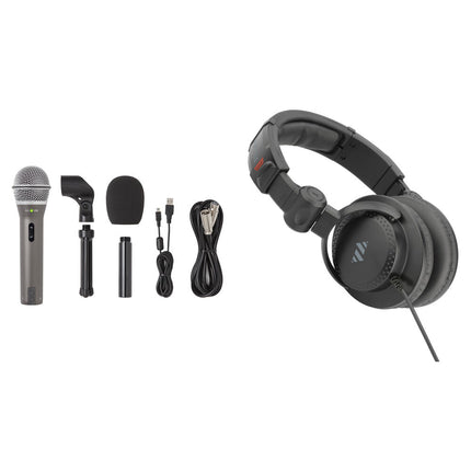 Samson Q2U Micrófono Dinámico USB XLR para Podcast con Auriculares Cerrados