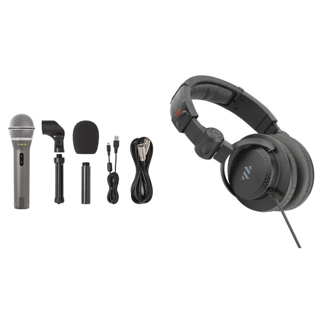 Samson Q2U Micrófono Dinámico USB XLR para Podcast con Auriculares Cerrados