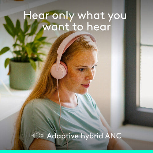 Logitech Zone Wired 2 Auriculares con Cancelación Activa Ruido USB-C Rosa
