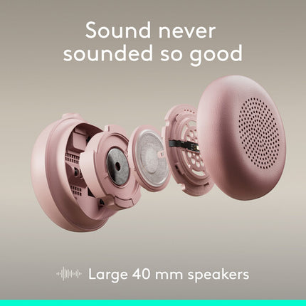 Logitech Zone Wired 2 Auriculares con Cancelación Activa Ruido USB-C Rosa