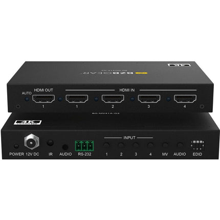 BZBGEAR Switcher HDMI 4x1 UHD 4K30 Multivisor con Control Remoto