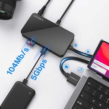 iVANKY Estación de Acoplamiento 12 Puertos USB-C Dual Carga 96W