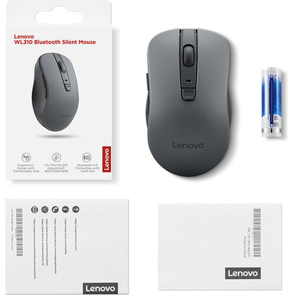 Lenovo WL310 Mouse Bluetooth Silencioso Sensor Óptico 1600 dpi Ergonomico
