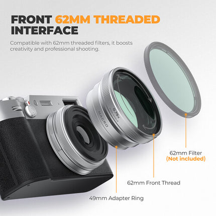 Freewell Lente 2 en 1 Gran Angular y Macro para FUJIFILM X100 Serie 62mm Silver