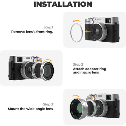 Freewell Lente 2 en 1 Gran Angular y Macro para FUJIFILM X100 Serie 62mm Silver