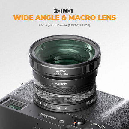 Freewell Lente Angular y Macro 2 en 1 para FUJIFILM X100 Serie con Rosca 62mm